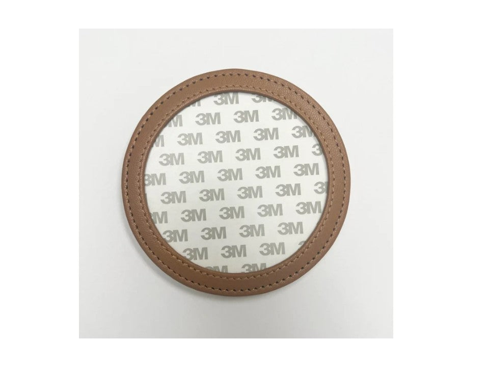 Round Self Finsihing Leather Coaster - Tan