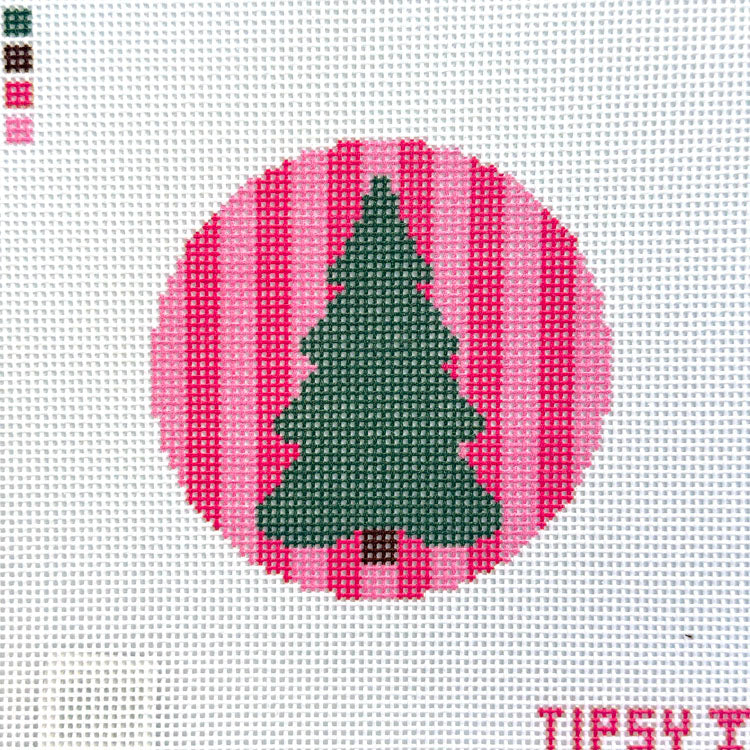 Christmas Tree with Pink Stripes