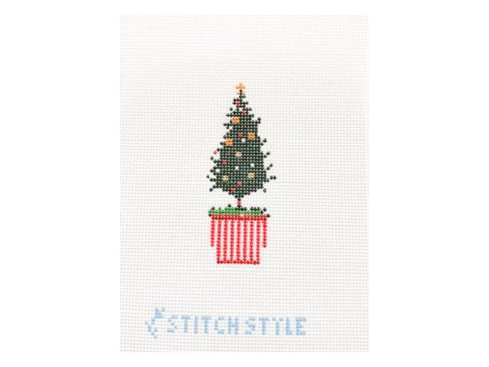 Christmas Tree in Red & White Pot with Stitch Guide